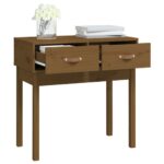 Table console Marron miel 76,5x40x75 cm Bois massif de pin – Image 5
