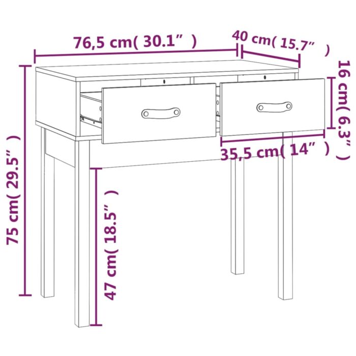 Table console Marron miel 76,5x40x75 cm Bois massif de pin – Image 7