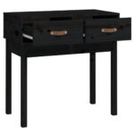 Table console Noir 76,5x40x75 cm Bois massif de pin – Image 2