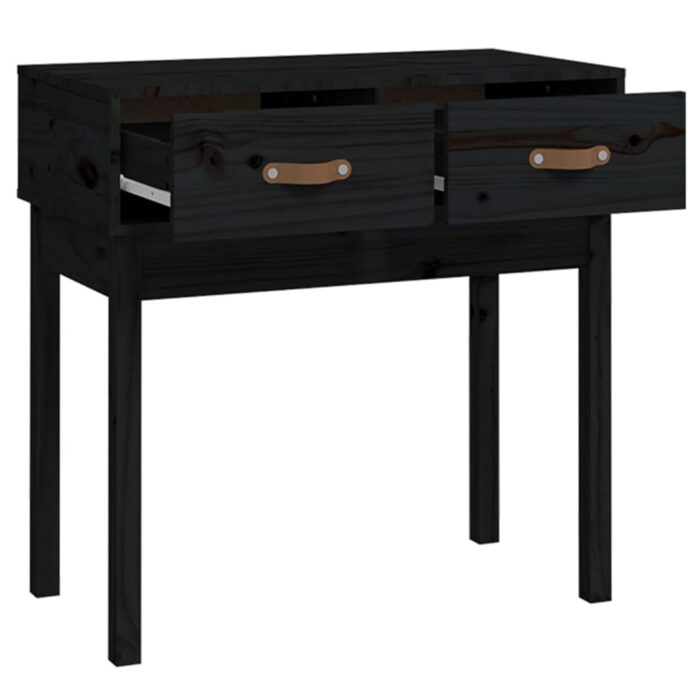 Table console Noir 76,5x40x75 cm Bois massif de pin – Image 2