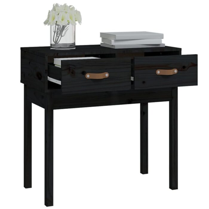 Table console Noir 76,5x40x75 cm Bois massif de pin – Image 5