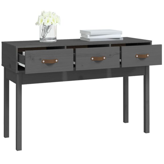 Table console Gris 114x40x75 cm Bois massif de pin – Image 5