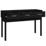 Table console Noir 114x40x75 cm Bois massif de pin – Image 2