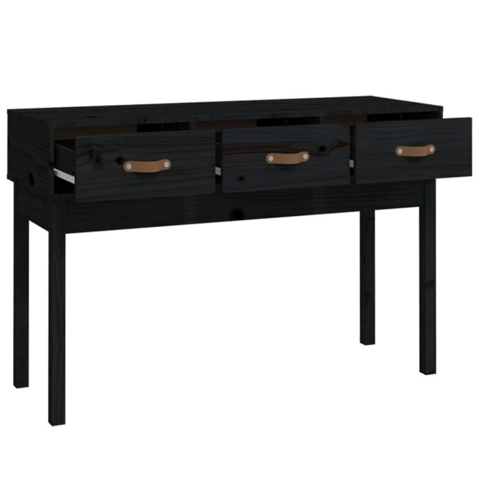 Table console Noir 114x40x75 cm Bois massif de pin – Image 2