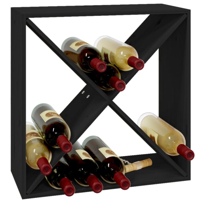 Armoire à vin Noir 62x25x62 cm Bois de pin massif – Image 2