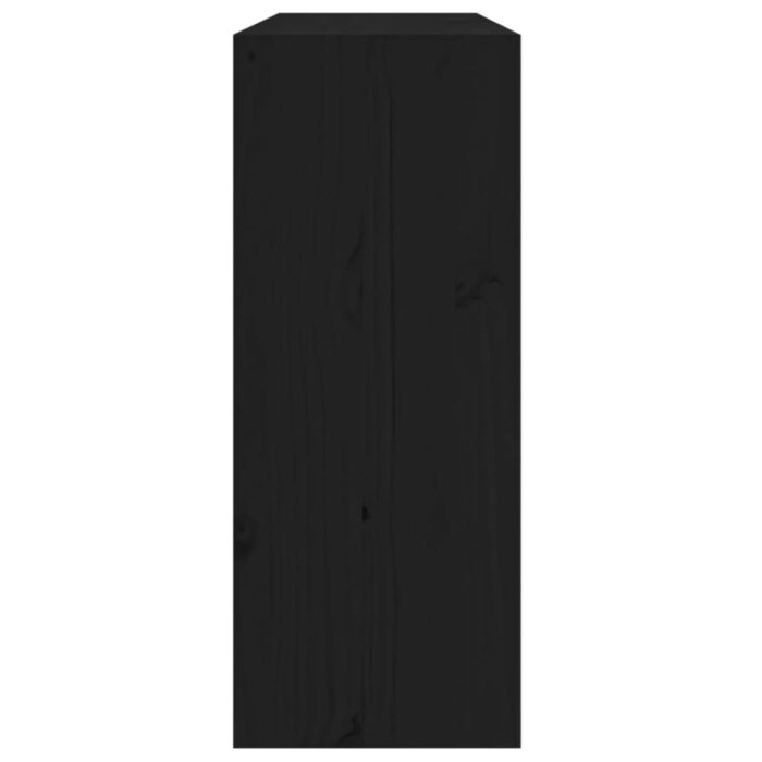 Armoire à vin Noir 62x25x62 cm Bois de pin massif – Image 4