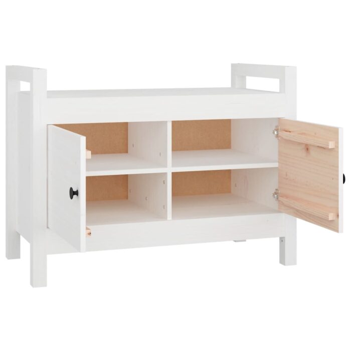 Banc d'entrée Blanc 80x40x60 cm Bois de pin massif – Image 2