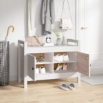 Banc d'entrée Blanc 80x40x60 cm Bois de pin massif – Image 4