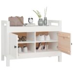 Banc d'entrée Blanc 80x40x60 cm Bois de pin massif – Image 5