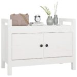 Banc d'entrée Blanc 80x40x60 cm Bois de pin massif – Image 6