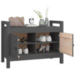 Banc d'entrée Gris 80x40x60 cm Bois de pin massif – Image 5