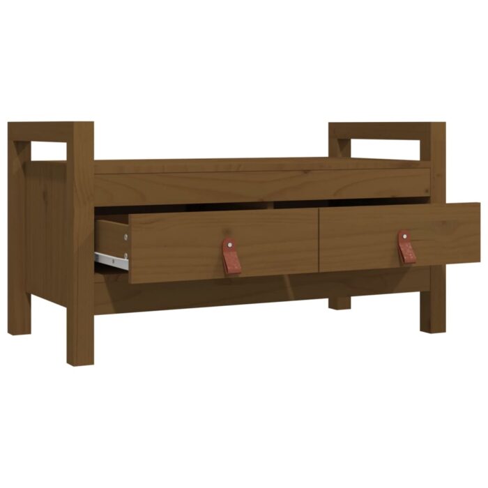 Banc d'entrée Marron miel 80x40x43 cm Bois de pin massif – Image 2