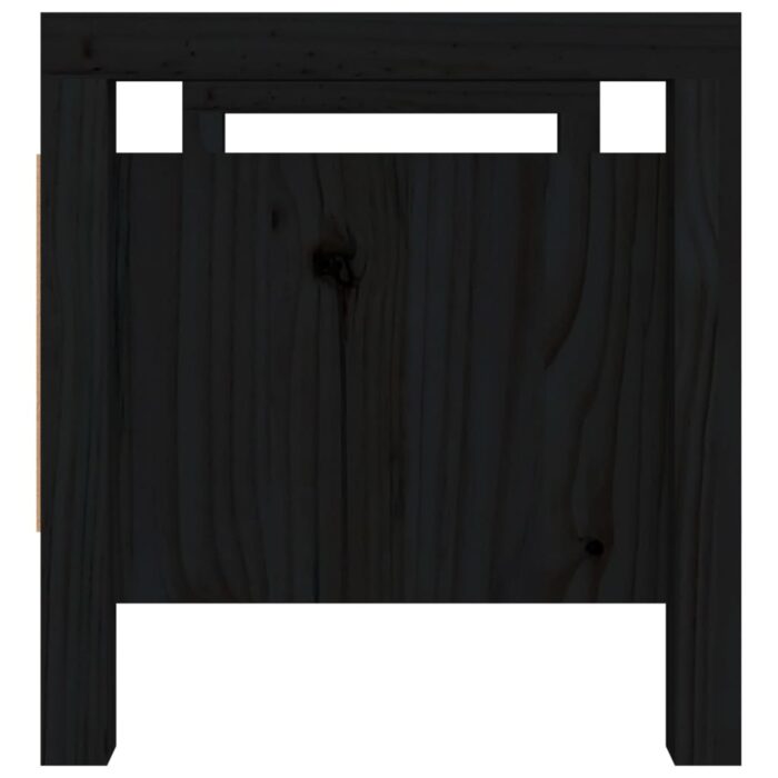 Banc d'entrée Noir 80x40x43 cm Bois de pin massif – Image 3