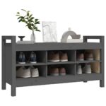 Banc d'entrée Gris 110x40x60 cm Bois de pin massif – Image 4