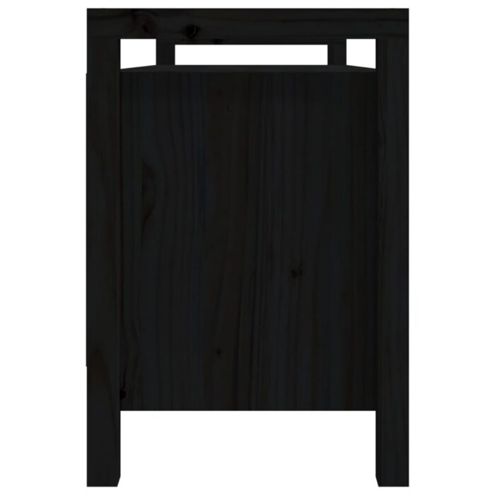 Banc d'entrée Noir 110x40x60 cm Bois de pin massif – Image 2