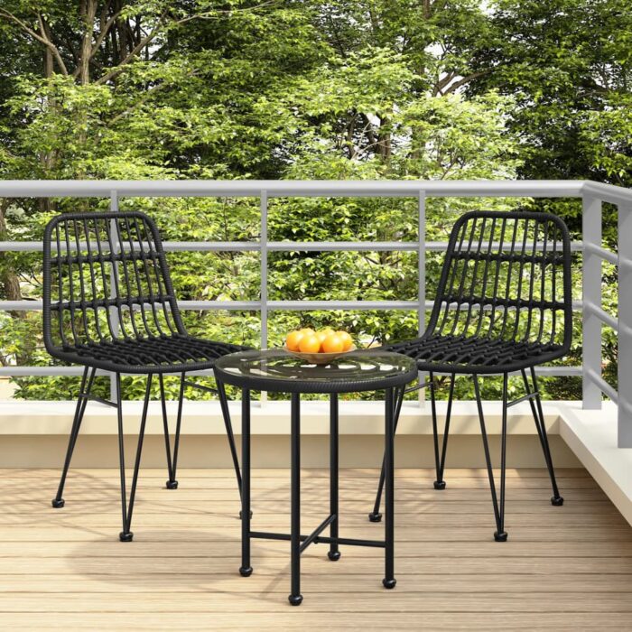 Chaises de jardin lot de 2 Noir 48x62x84 cm Résine tressée – Image 1