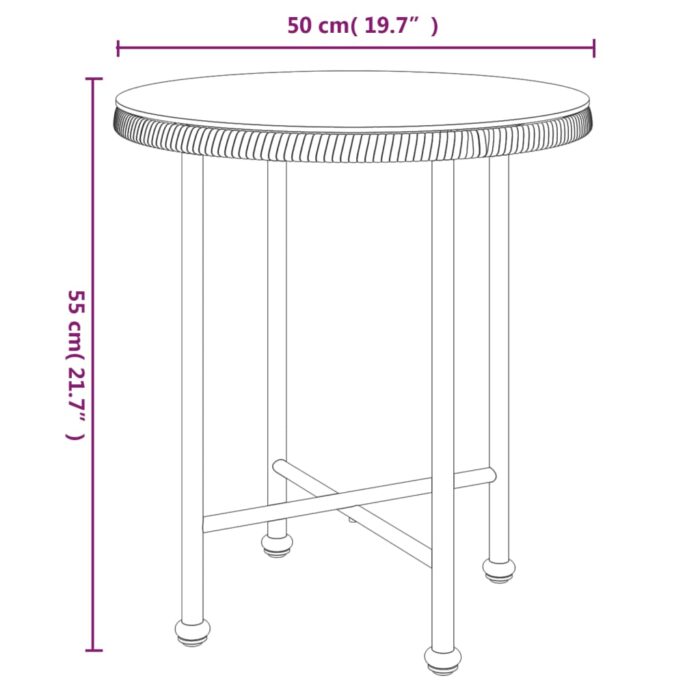 Table de salle à manger Ø50 cm Verre trempé et acier – Image 4