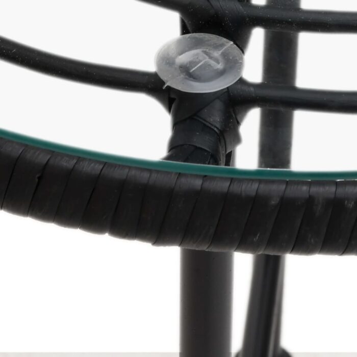 Table de salle à manger Noir Ø50 cm Verre trempé et acier – Image 3