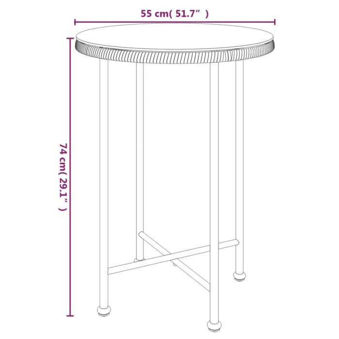 Table de salle à manger Ø55 cm Verre trempé et acier – Image 4