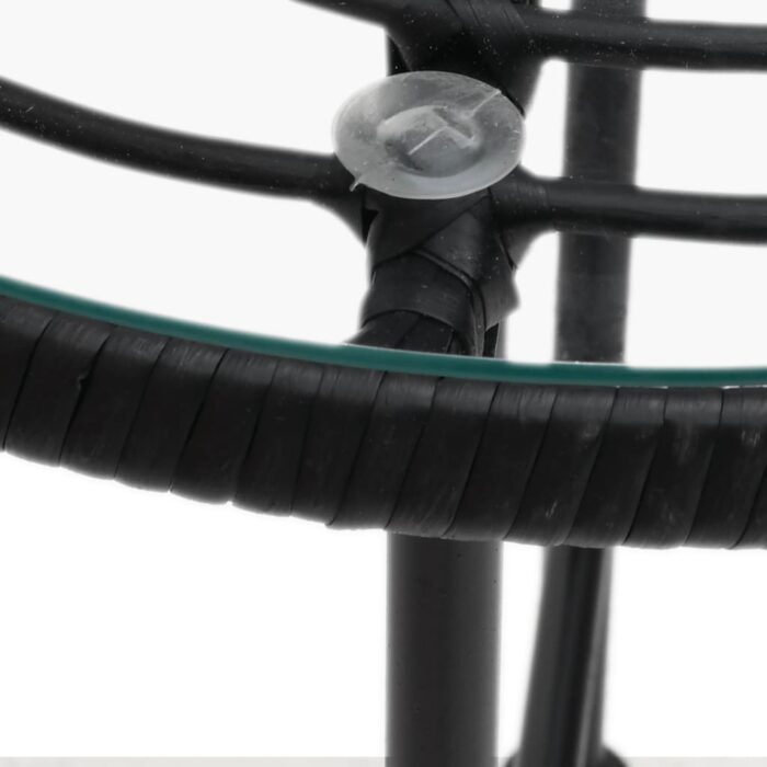 Table de salle à manger Noir Ø80 cm Verre trempé et acier – Image 3