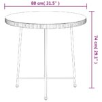 Table de salle à manger Noir Ø80 cm Verre trempé et acier – Image 4