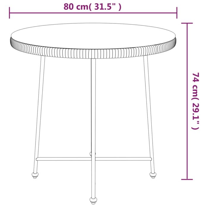 Table de salle à manger Noir Ø80 cm Verre trempé et acier – Image 4
