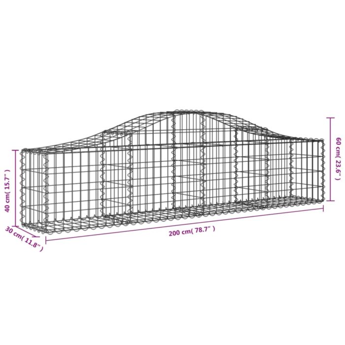 Paniers à gabions arqués 11 pcs 200x30x40/60 cm Fer galvanisé – Image 4