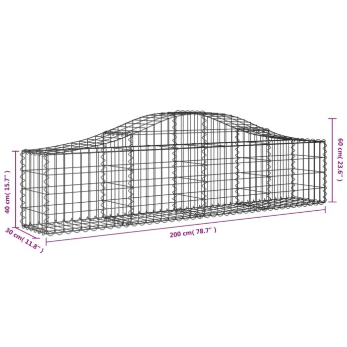 Paniers à gabions arqués 12 pcs 200x30x40/60 cm Fer galvanisé – Image 4