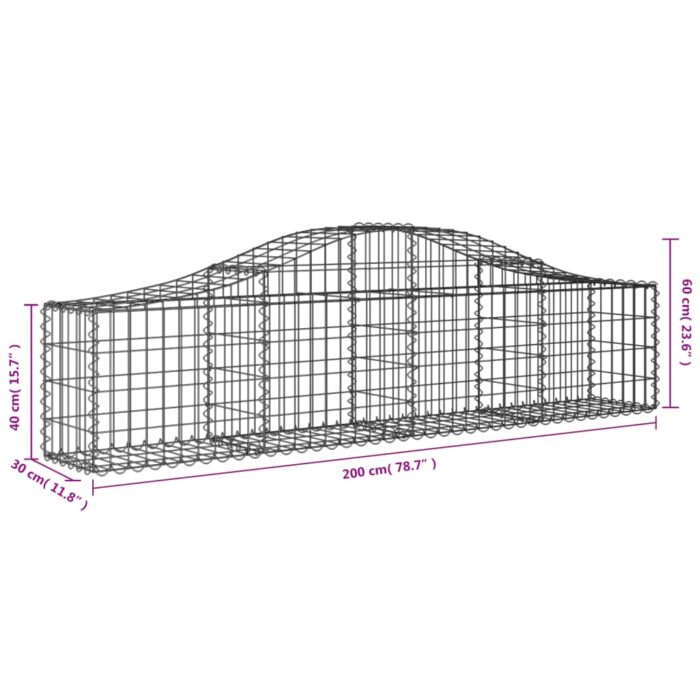 Paniers à gabions arqués 18 pcs 200x30x40/60 cm Fer galvanisé – Image 4