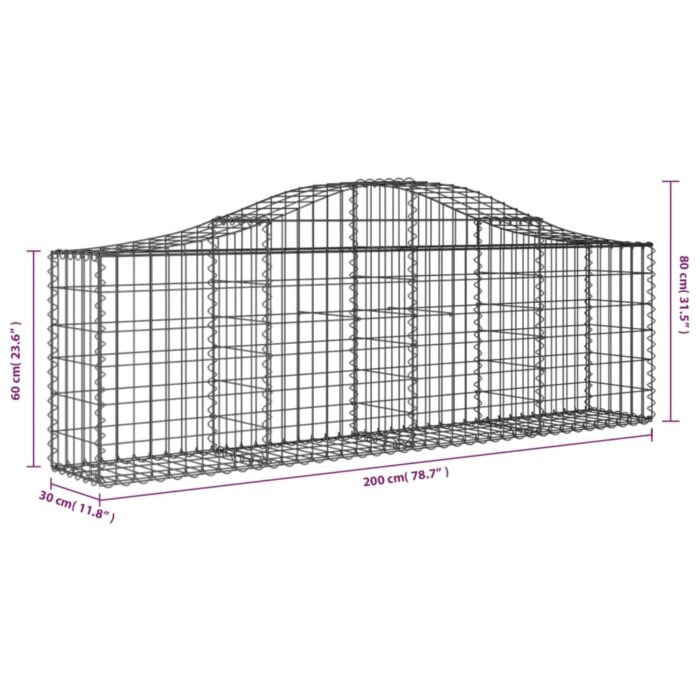 Paniers à gabions arqués 8 pcs 200x30x60/80 cm Fer galvanisé – Image 4