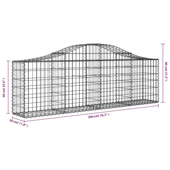 Paniers à gabions arqués 11 pcs 200x30x60/80 cm Fer galvanisé – Image 4