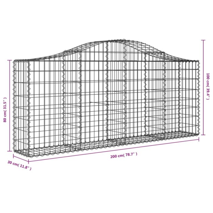 Paniers à gabions arqués 40 pcs 200x30x80/100 cm Fer galvanisé – Image 4