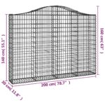 Paniers à gabions arqués 3 pcs 200x30x140/160 cm Fer galvanisé – Image 4