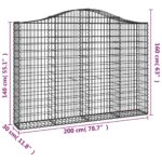 Paniers à gabions arqués 6 pcs 200x30x140/160 cm Fer galvanisé – Image 4