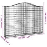 Paniers à gabions arqués 8 pcs 200x30x140/160 cm Fer galvanisé – Image 4