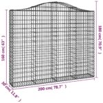 Paniers à gabions arqués 2 pcs 200x30x160/180 cm Fer galvanisé – Image 4