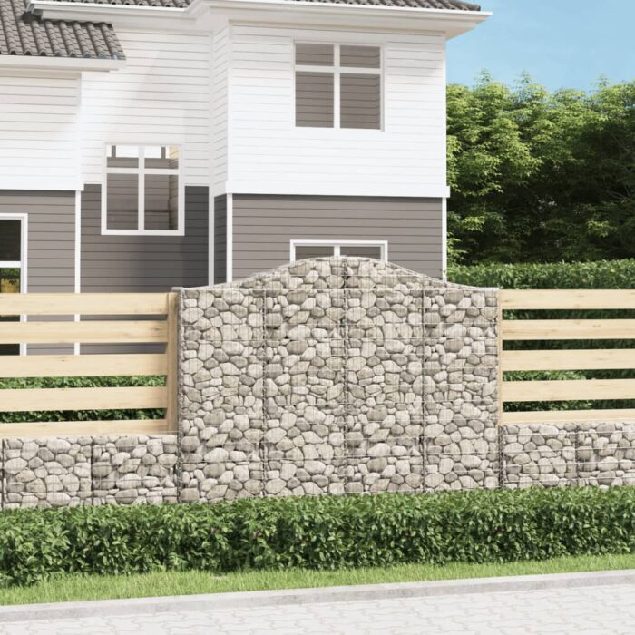 Paniers à gabions arqués 2 pcs 200x30x160/180 cm Fer galvanisé – Image 1
