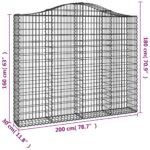 Paniers à gabions arqués 3 pcs 200x30x160/180 cm Fer galvanisé – Image 4