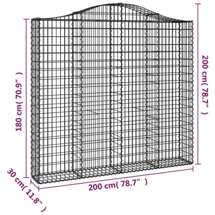 Paniers à gabions arqués 6 pcs 200x30x180/200 cm Fer galvanisé – Image 4