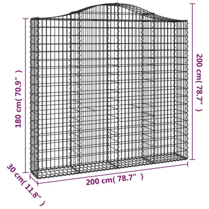 Paniers à gabions arqués 8 pcs 200x30x180/200 cm Fer galvanisé – Image 4