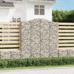 Paniers à gabions arqués 3 pcs 200x30x220/240 cm fer galvanisé