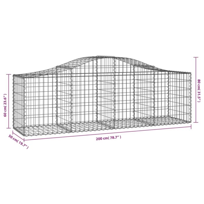 Paniers à gabions arqués 9 pcs 200x50x60/80 cm Fer galvanisé – Image 4