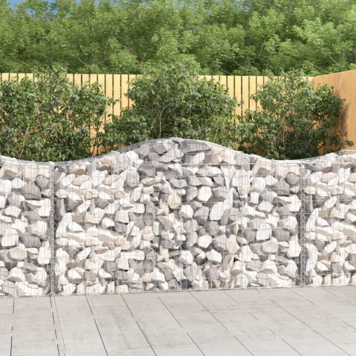 Paniers à gabions arqués 6 pcs 200x50x100/120 cm fer galvanisé – Image 1