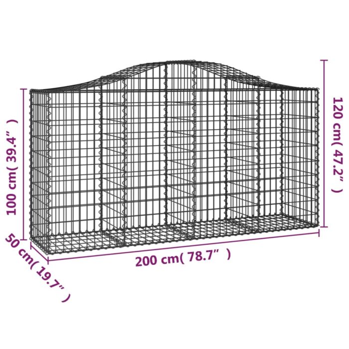 Paniers à gabions arqués 8 pcs 200x50x100/120 cm fer galvanisé – Image 4