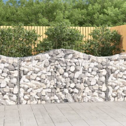 Paniers à gabions arqués 15 pcs 200x50x100/120 cm fer galvanisé