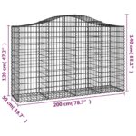 Paniers à gabions arqués 5 pcs 200x50x120/140 cm Fer galvanisé – Image 4