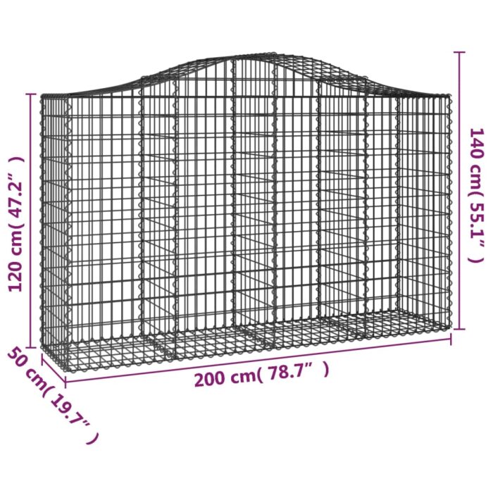Paniers à gabions arqués 5 pcs 200x50x120/140 cm Fer galvanisé – Image 4
