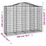 Paniers à gabions arqués 2 pcs 200x50x140/160 cm Fer galvanisé – Image 4