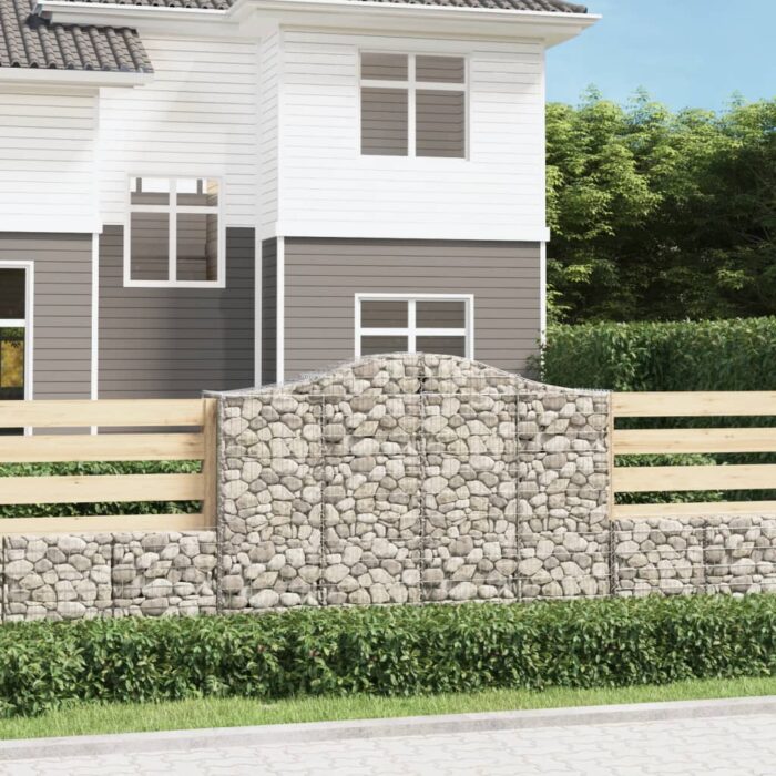 Paniers à gabions arqués 3 pcs 200x50x140/160 cm Fer galvanisé – Image 1