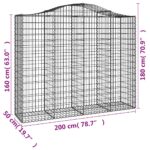 Paniers à gabions arqués 2 pcs 200x50x160/180 cm Fer galvanisé – Image 4